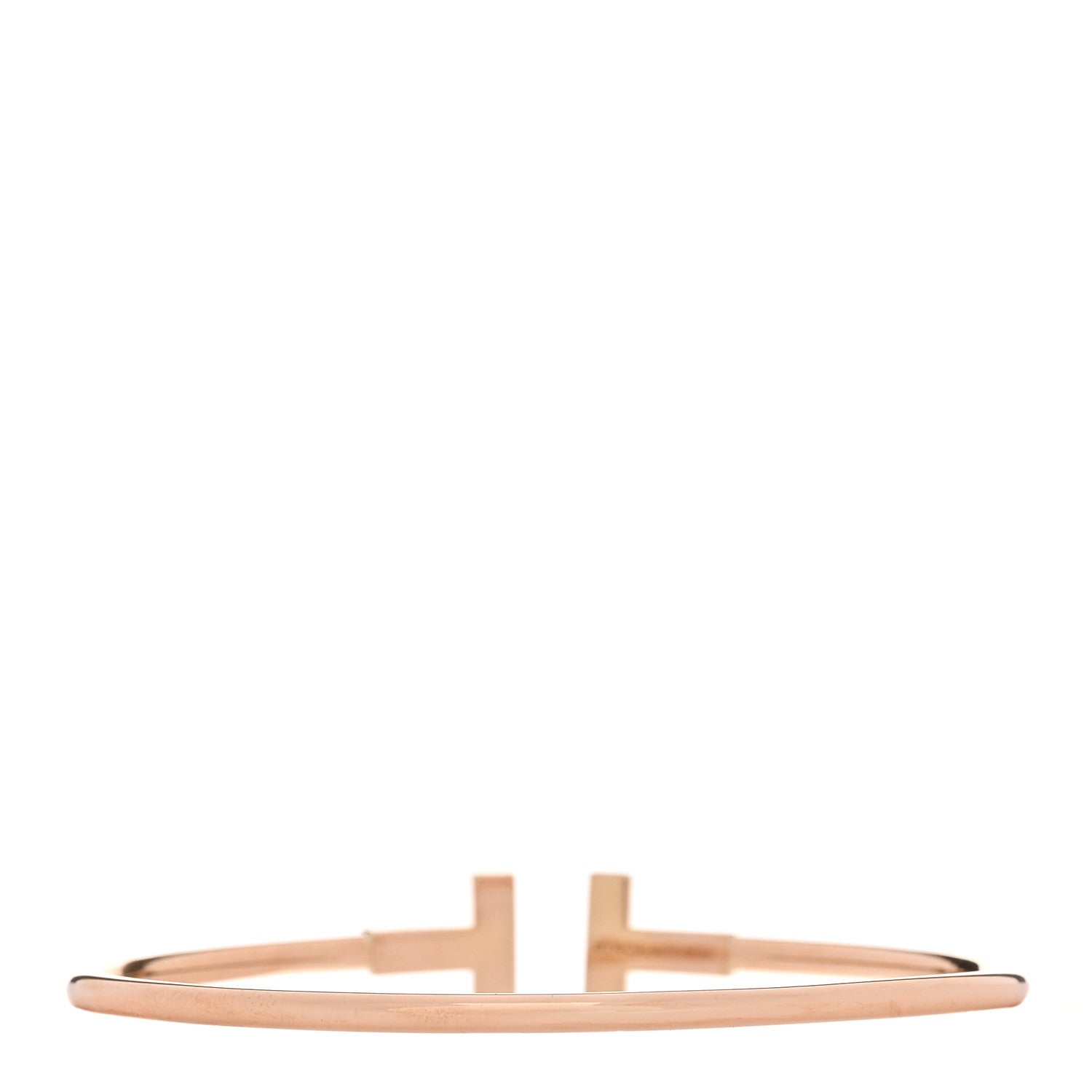 Tiffany 18K Rose Gold Diamond T Wire Bracelet 2 of 3