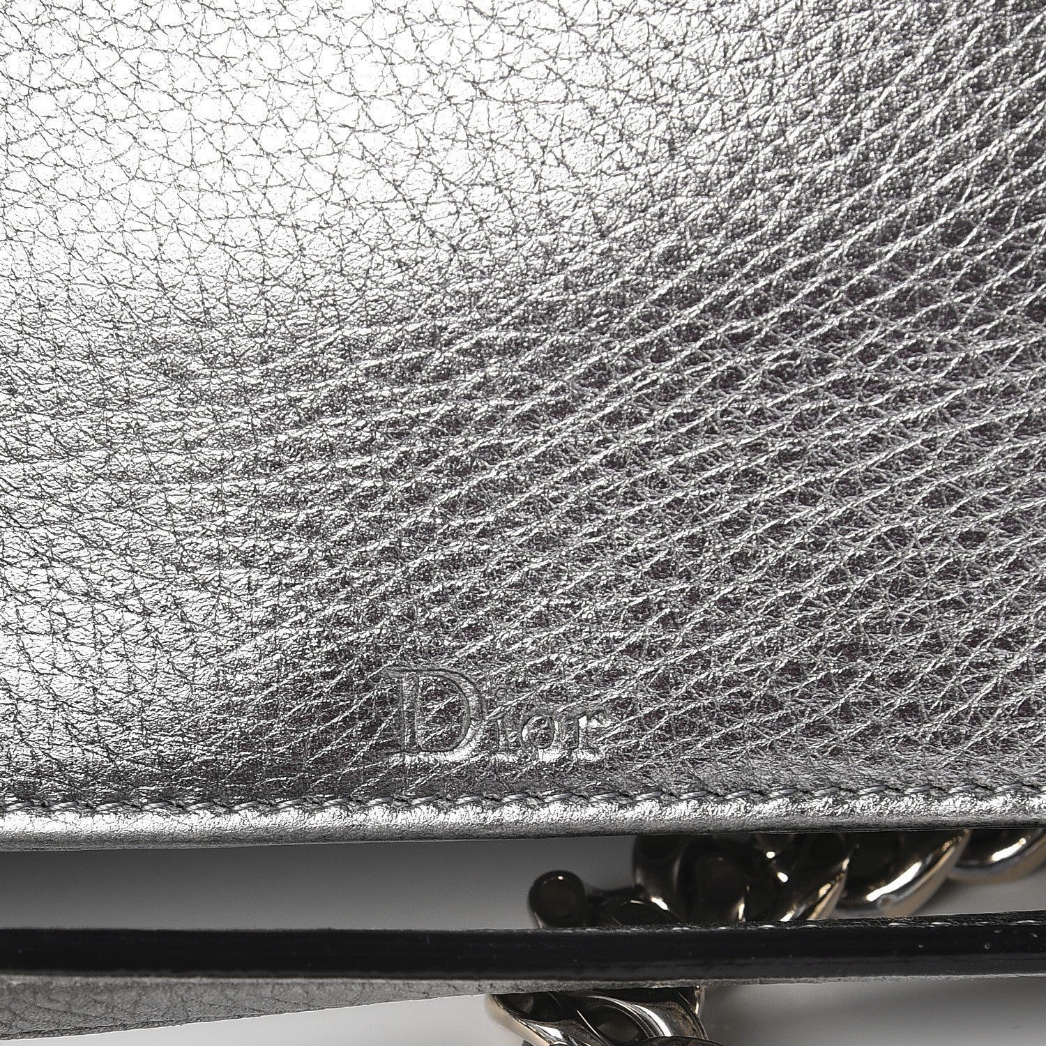 Christian Dior Metallic Grained Calfskin Medium Diorama Flap Bag Silver 7 of 9