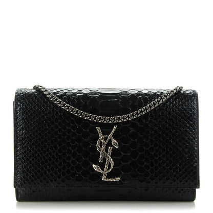 Saint Laurent Python Embossed Medium Kate Monogram Chain Wallet Black 1 of 6