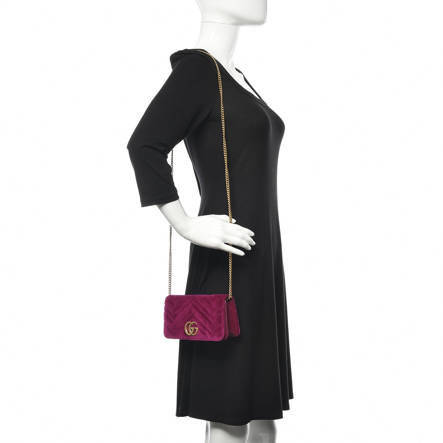 Velvet Matelasse GG Marmont Mini Bag Fuchsia Violet Cyclamen