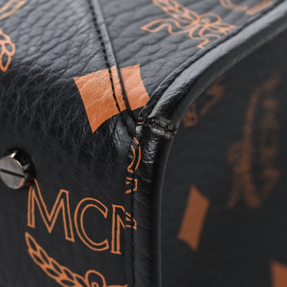 MCM Visetos Maxi Large Munchen Tote Black Cognac 10 of 14