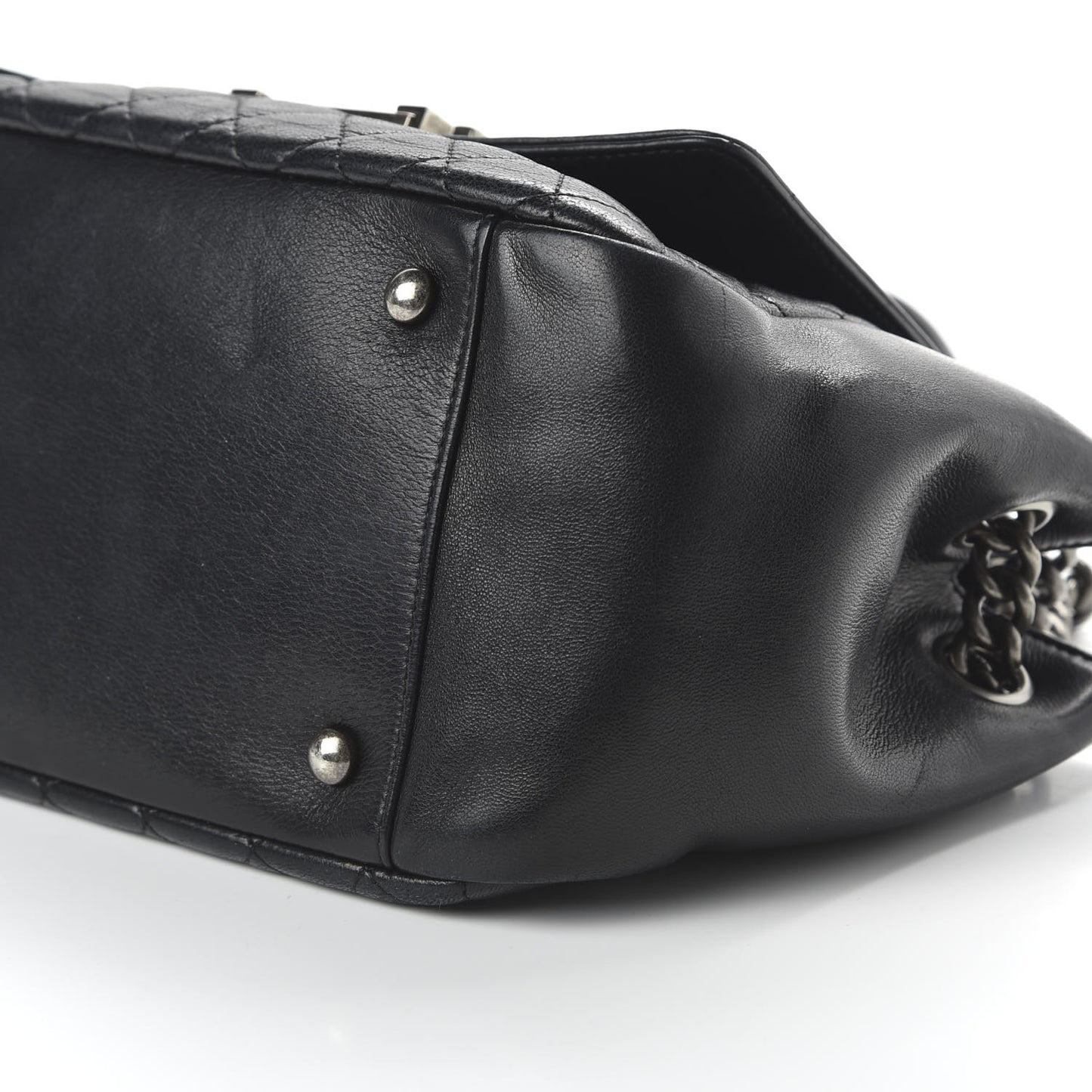 Lambskin Quilted Small Accordion Boy Flap Black