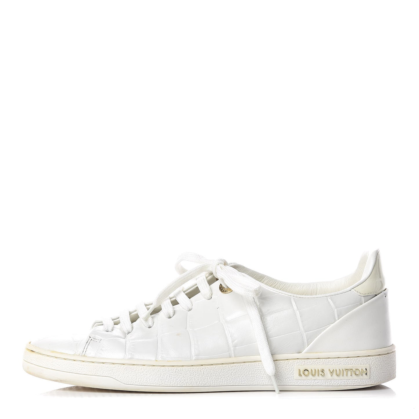 Calfskin Crocodile Embossed Frontrow Sneakers 36.5 White
