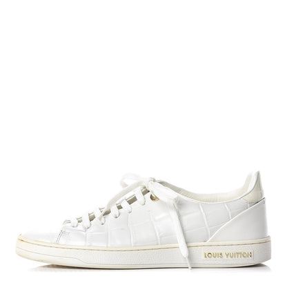 Louis Vuitton Calfskin Crocodile Embossed Frontrow Sneakers 36.5 White 1 of 9
