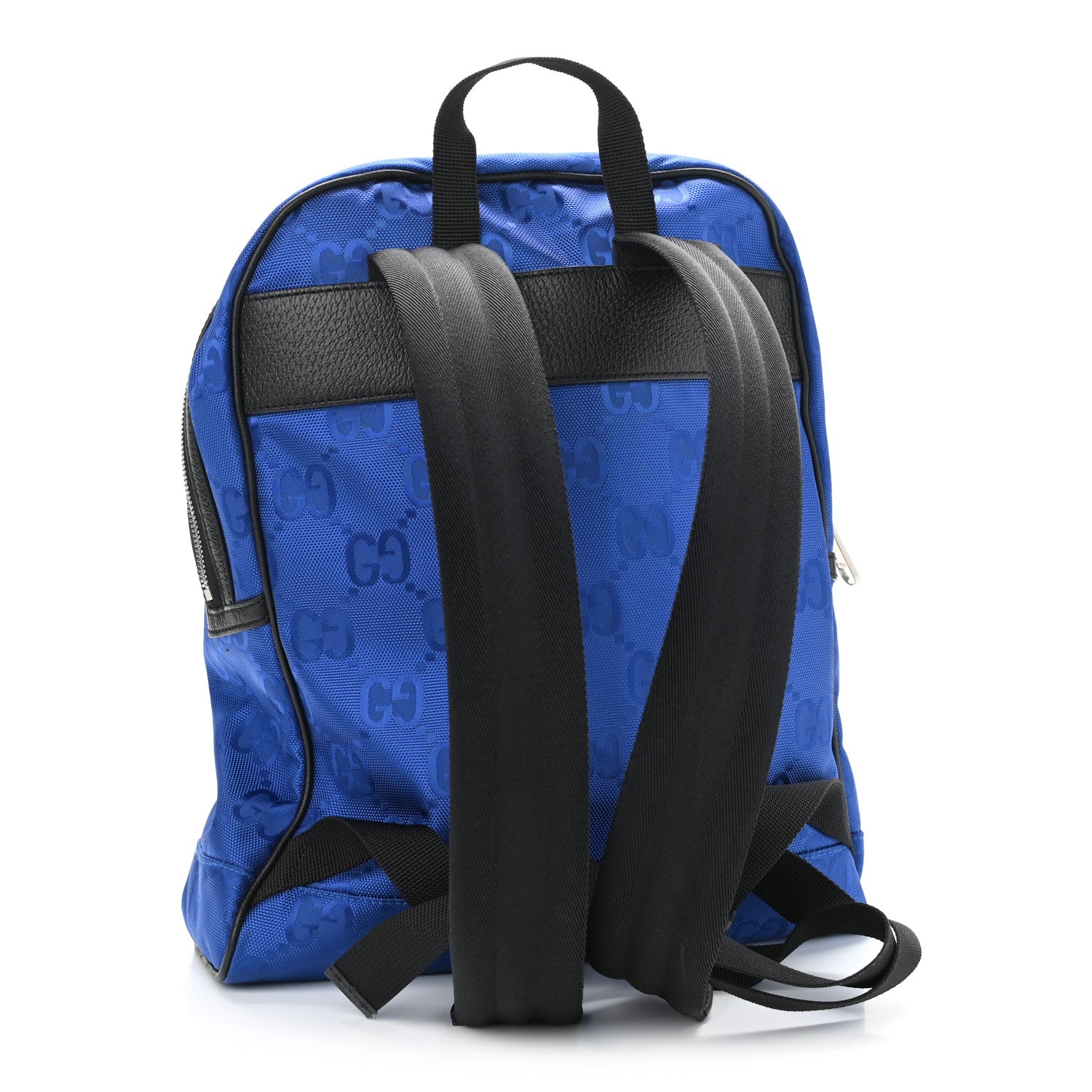 Gucci Econyl Nylon Monogram Off The Grid Backpack Guilted Blue Black 3 of 10