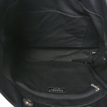 Chanel Calfskin Large Coco Eyelets Shopping Tote Black 5 of 10