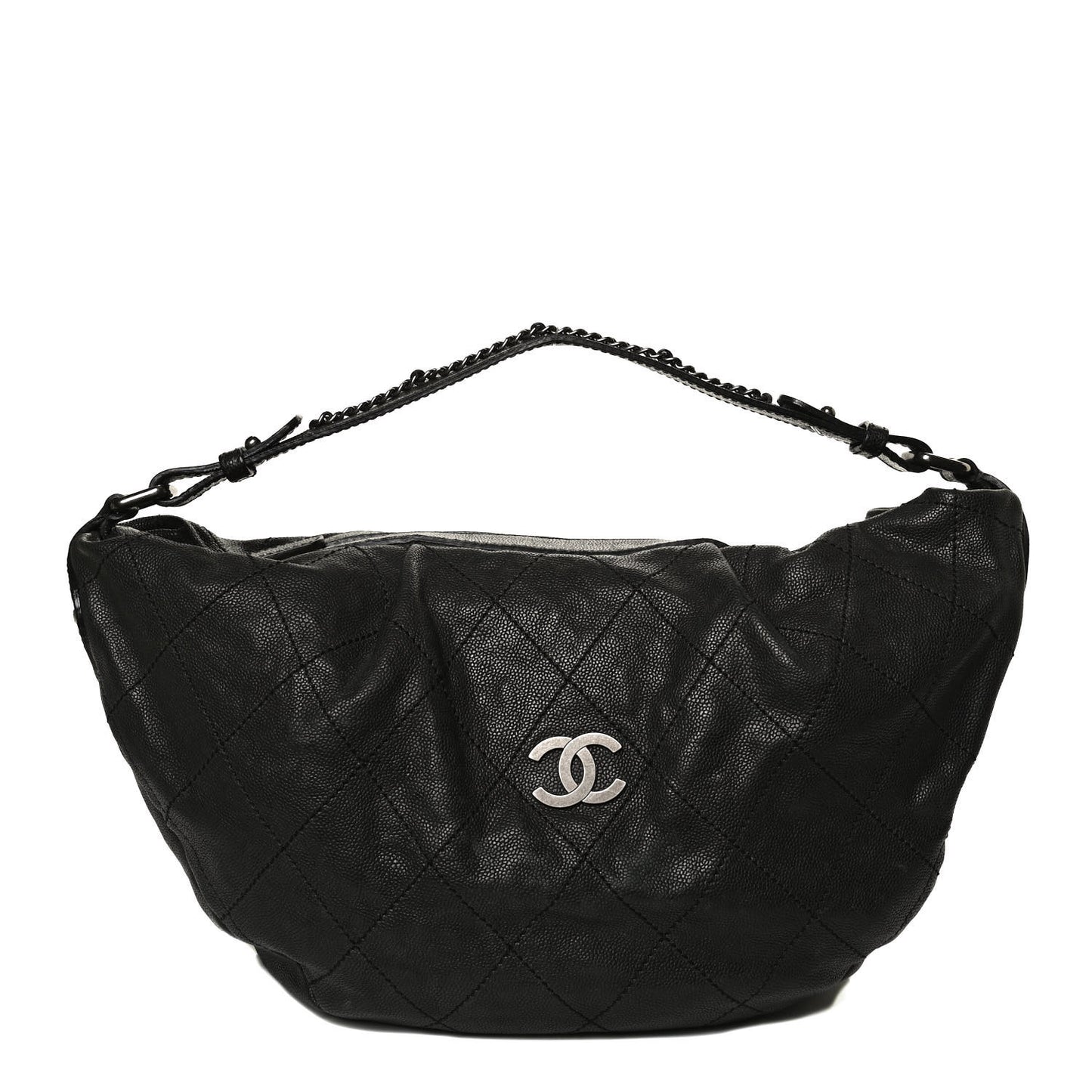Caviar Stitched Large Outdoor Hobo Black