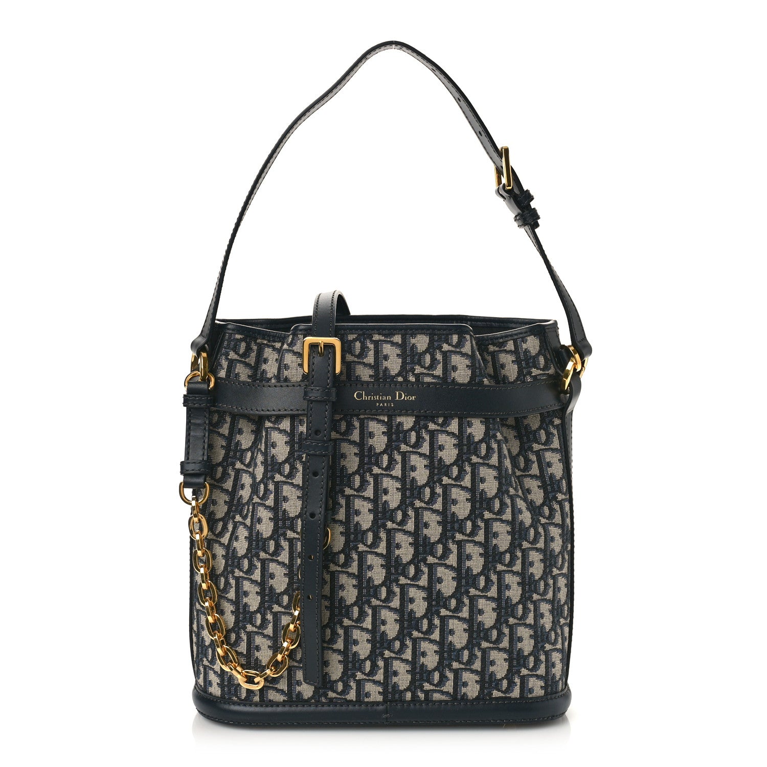 Christian Dior Oblique Calfskin Medium C'est Dior Bucket Bag Blue 2 of 10