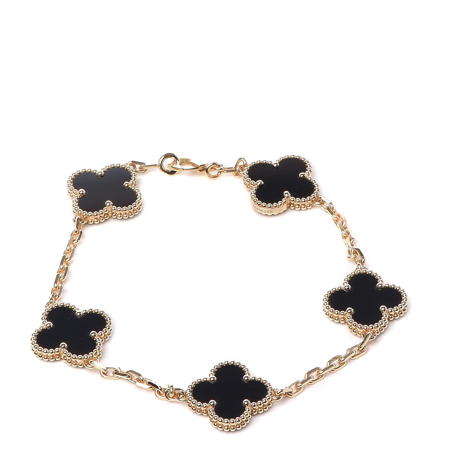 Van Cleef & Arpels 18K Yellow Gold Black Onyx 5 Motifs Vintage Alhambra Bracelet 1 of 6