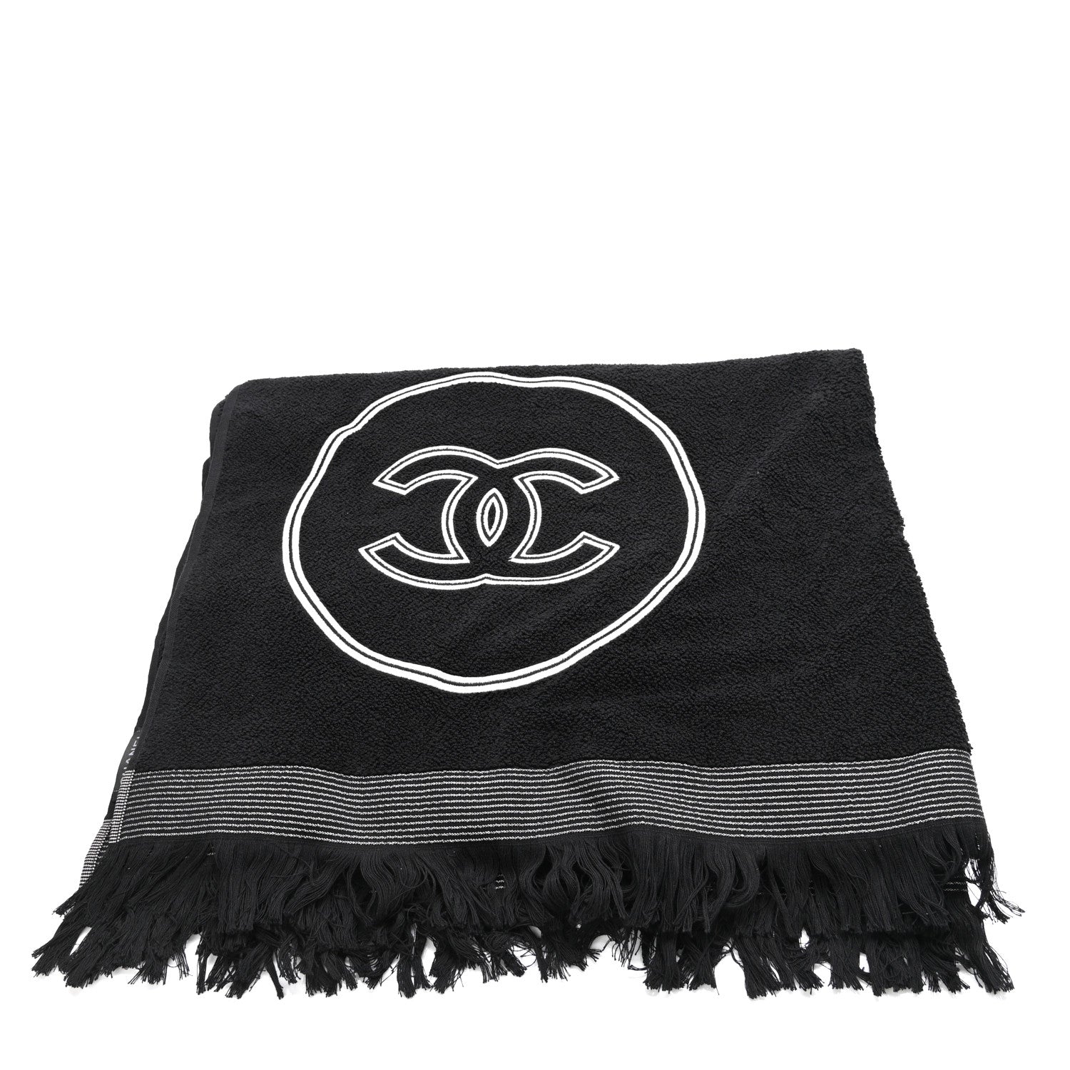 Chanel Terry Cotton CC Beach Tote Towel Set Black 12 of 12