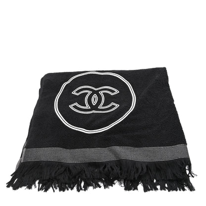 Chanel Terry Cotton CC Beach Tote Towel Set Black 12 of 12