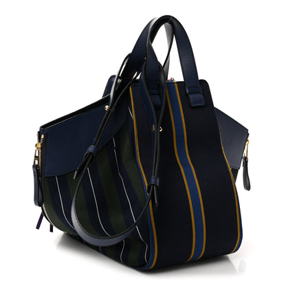 Loewe Canvas Calfskin Stripes Hammock Shoulder Bag Blue Red 3 of 13
