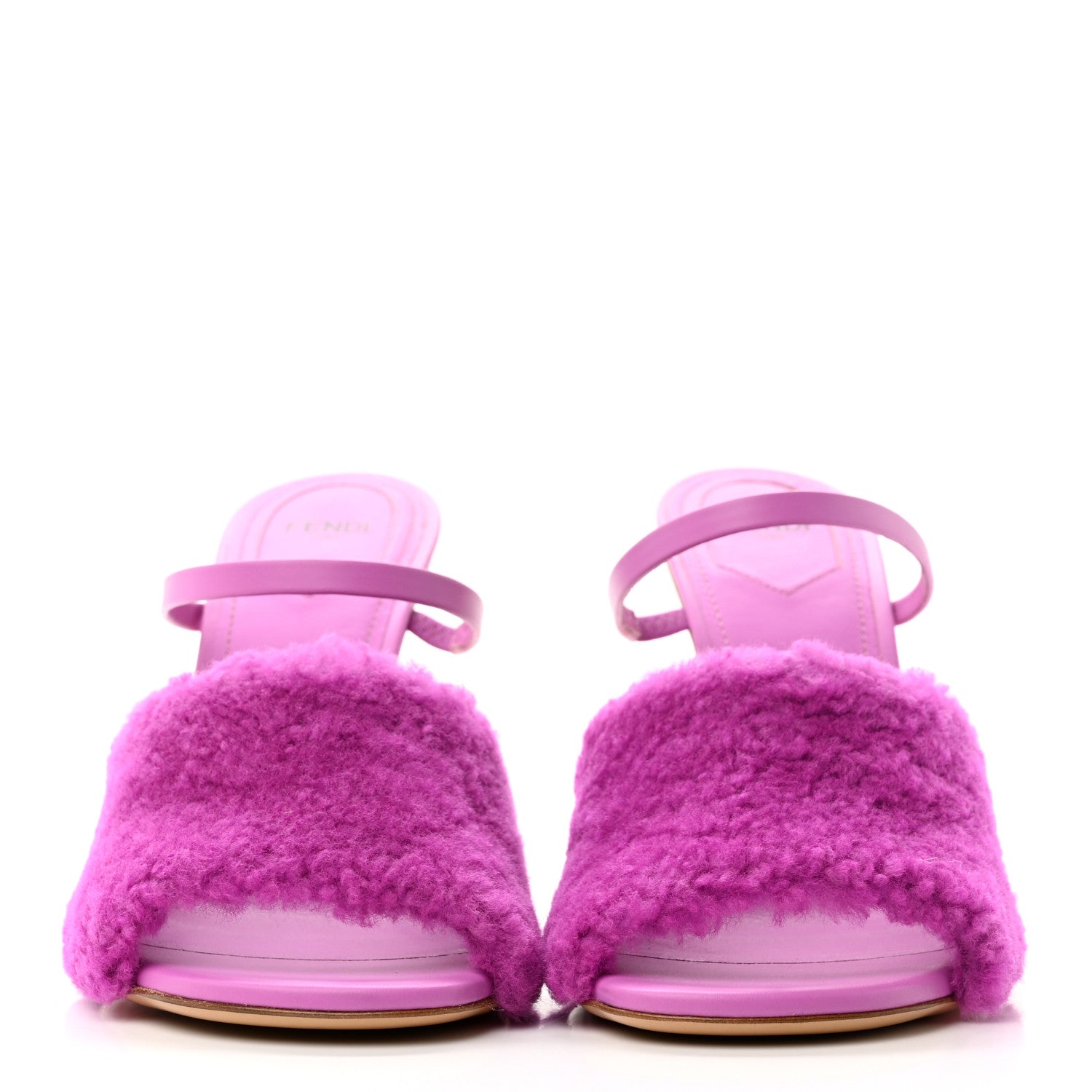 Fendi Shearling Vitello Fendi First 95mm Slide Sandals 40 Bouganville Colorado 2 of 8