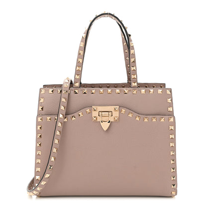 Valentino Garavani Grained Calfskin Rockstud Flip Lock Tote Poudre 1 of 9