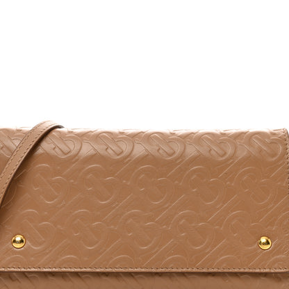 Burberry Calfskin Embossed Monogram Crossbody Light Camel 5 of 11
