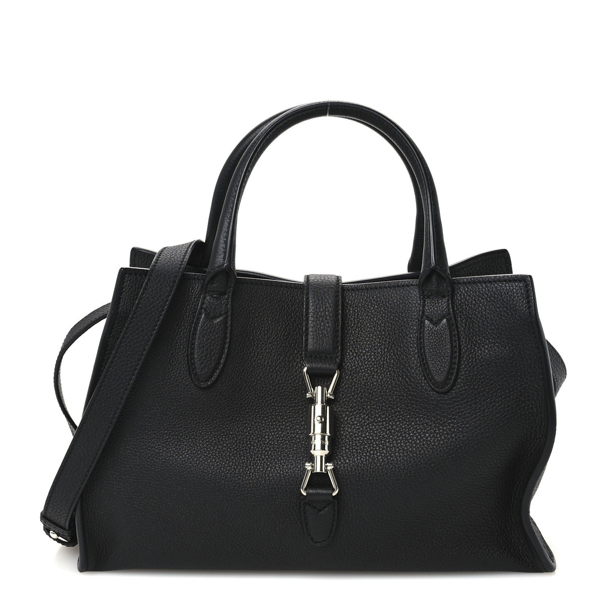 Soft Calfskin Small Jackie Top Handle Bag Black