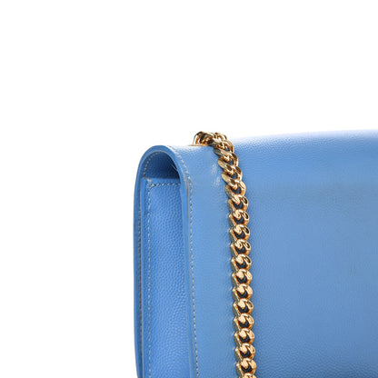 Saint Laurent Grain De Poudre Small Classic Monogram Kate Satchel Blue Clair 7 of 15