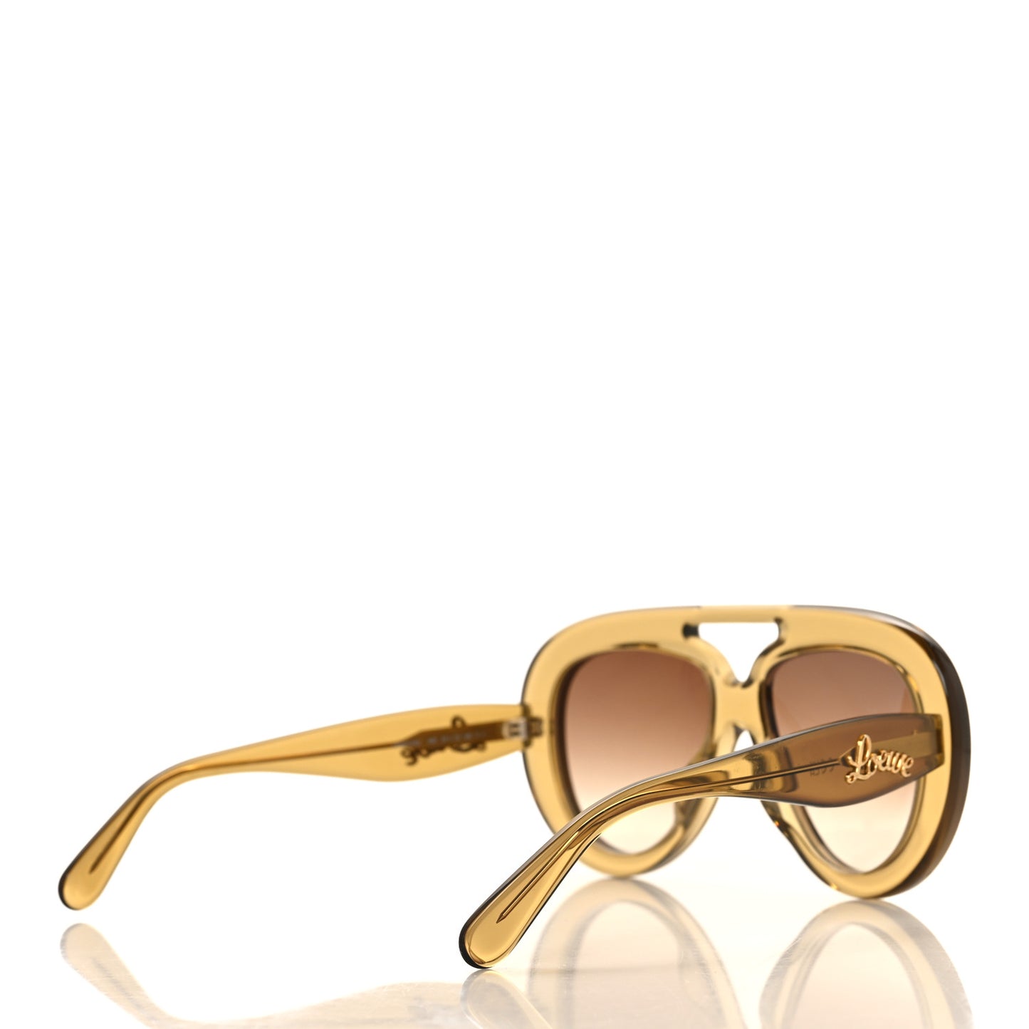 Acetate Curvy Aviator Sunglasses LW40144U Dark Green Brown