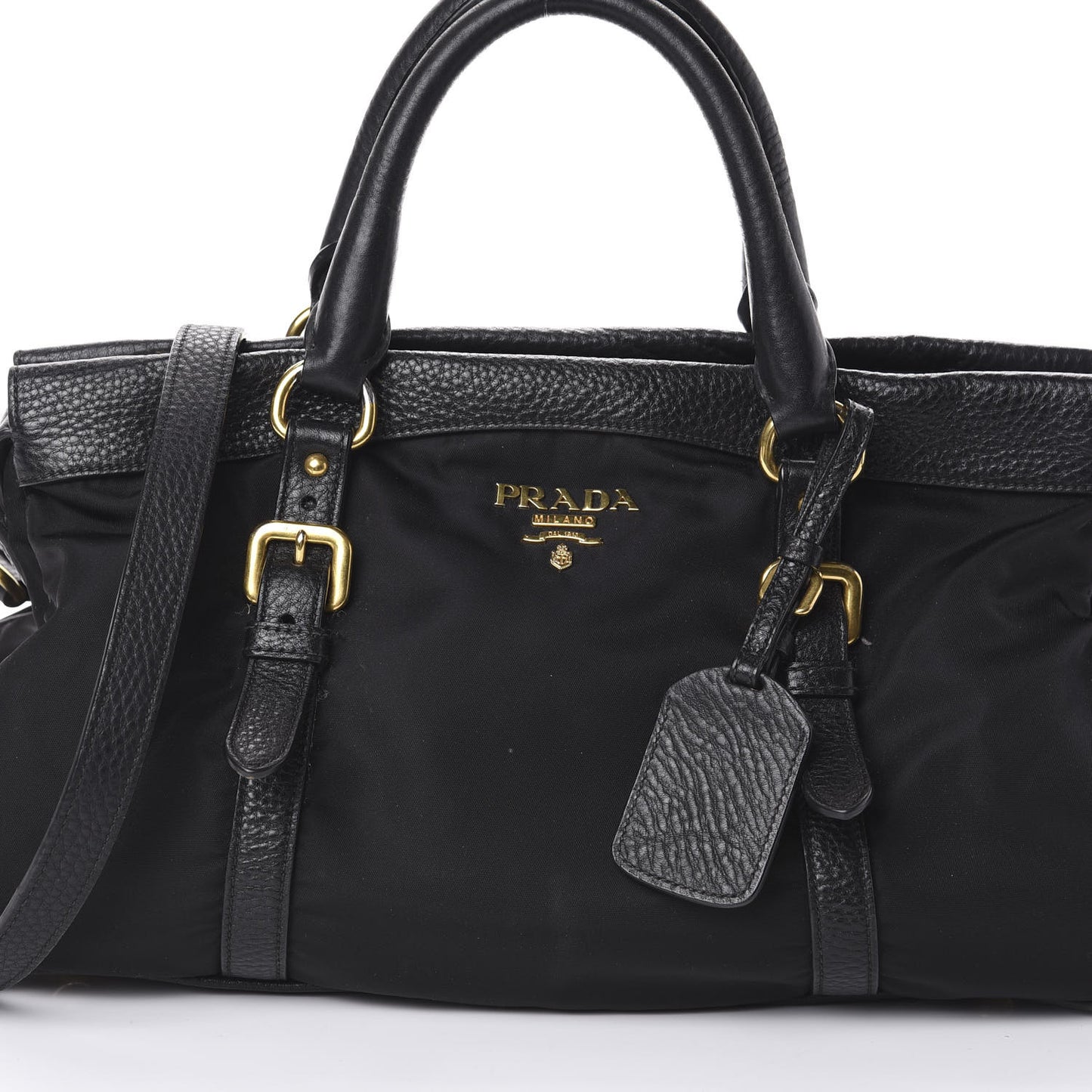 Tessuto Nylon Vitello Daino Shopping Satchel Black