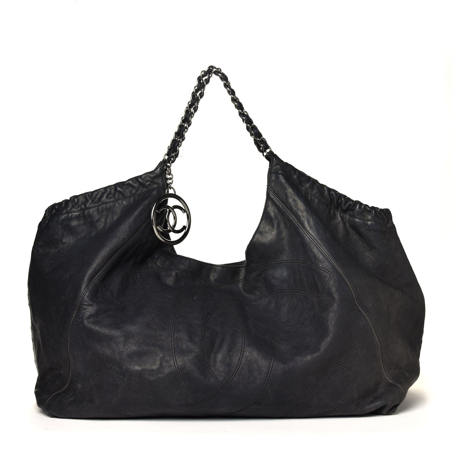 Distressed Caviar XL Coco Cabas Black