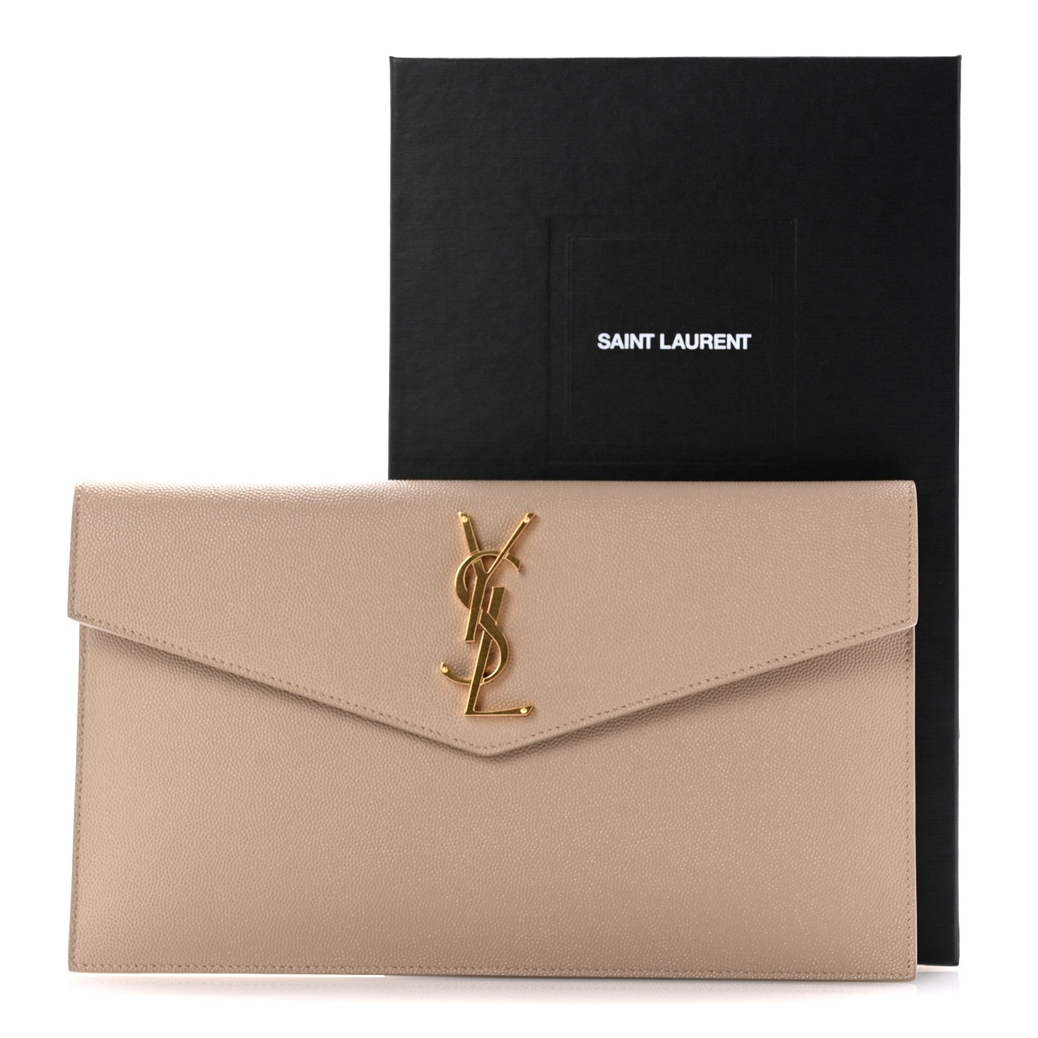 Saint Laurent Grain De Poudre Uptown Pouch Dark Beige 10 of 10
