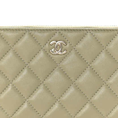 Chanel Lambskin Quilted Zipped Pouch Green Yellow 8 of 9