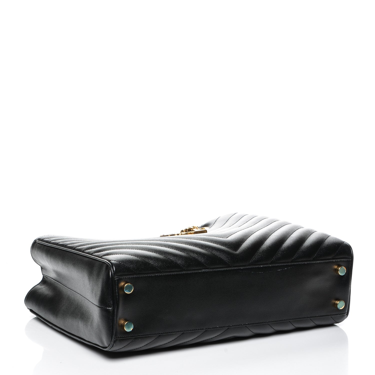 Saint Laurent Grain De Poudre Matelasse Chevron Monogram Shopping Bag Black 4 of 7