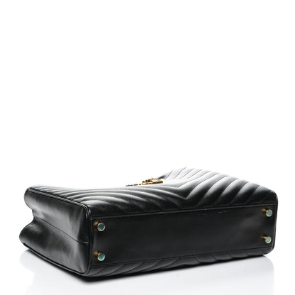 Saint Laurent Grain De Poudre Matelasse Chevron Monogram Shopping Bag Black 4 of 7