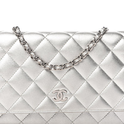 Chanel Metallic Lambskin Quilted Wallet On Chain WOC Silver 11 of 11