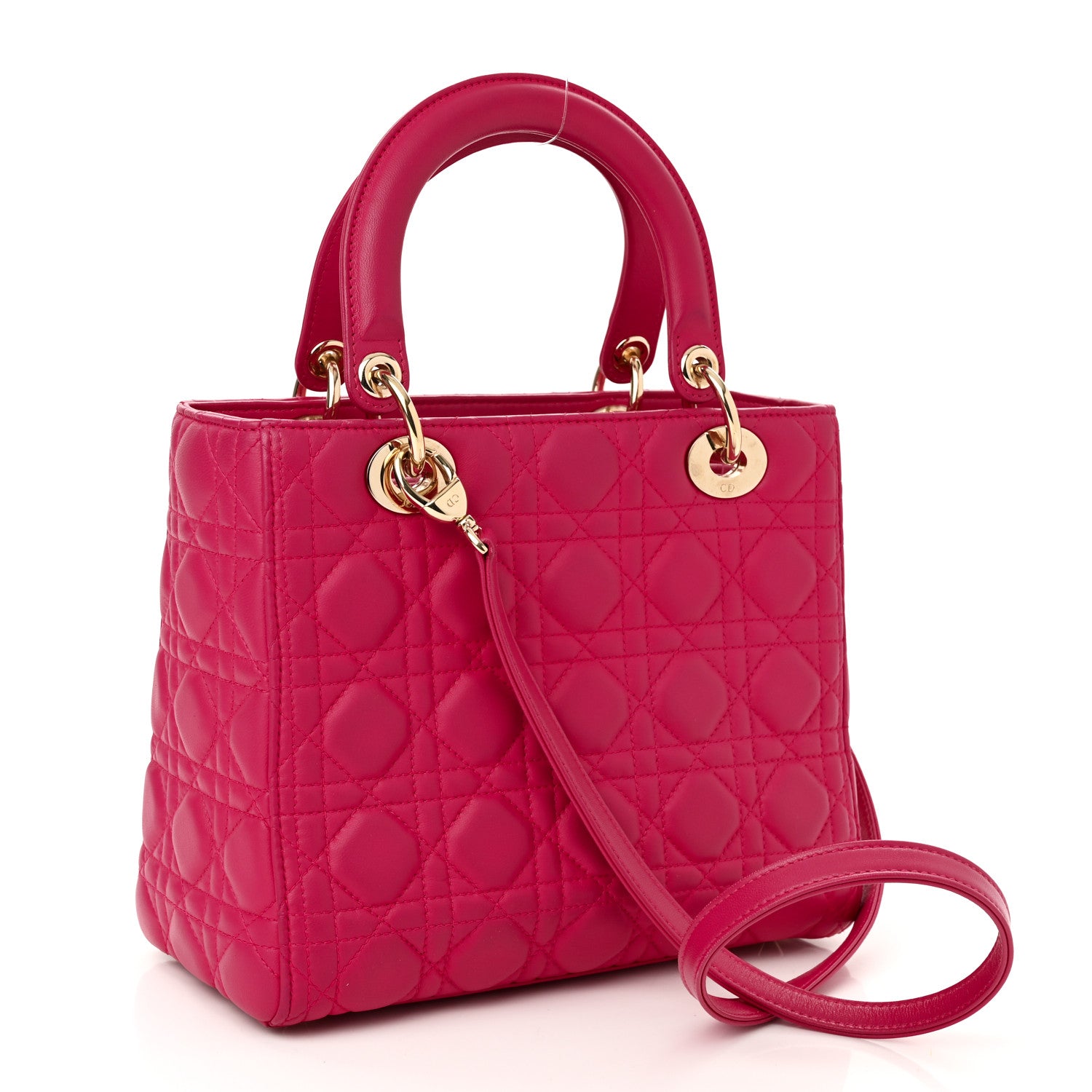 Christian Dior Lambskin Cannage Medium Lady Dior Fuchsia 2 of 9