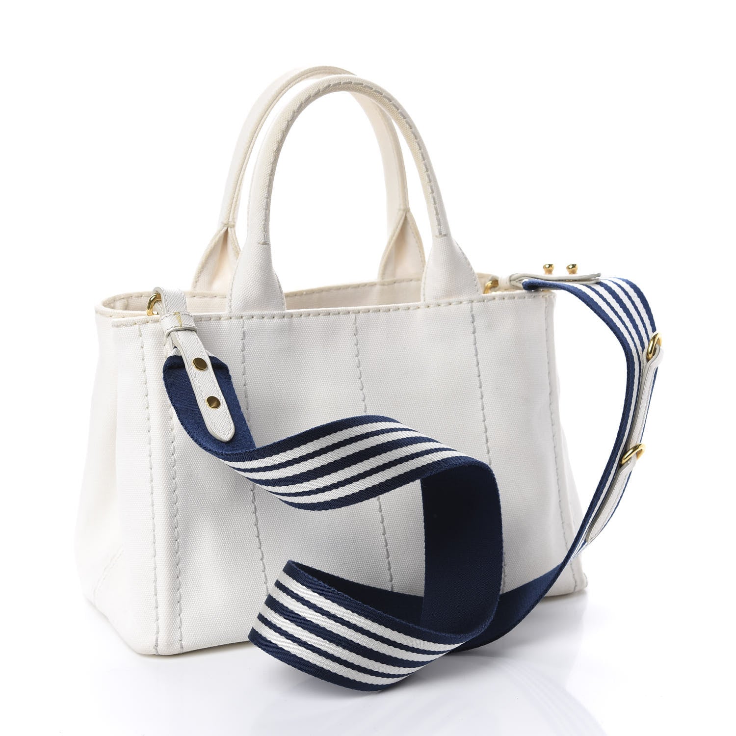 Prada Canapa Small Logo Tote Bianco Blue 3 of 10
