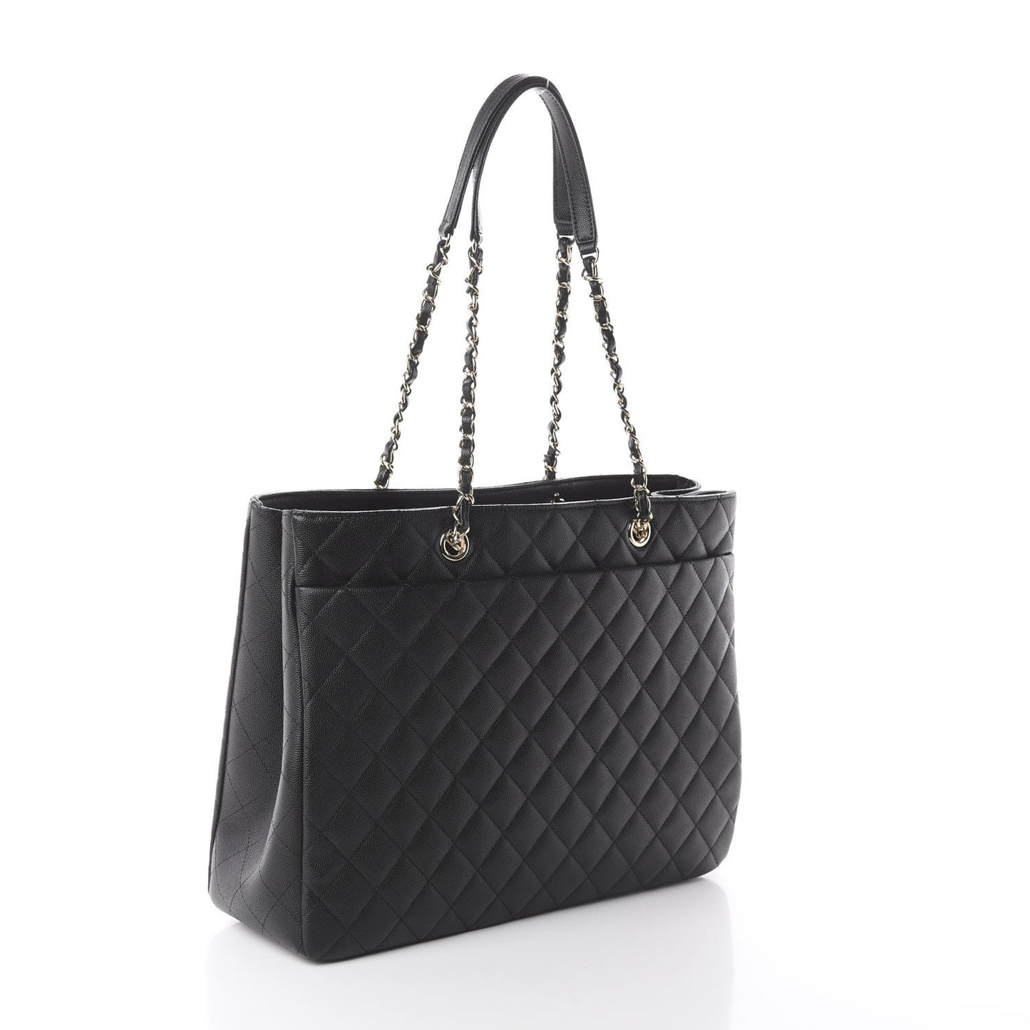 Caviar Quilted Large Shopping Tote Black