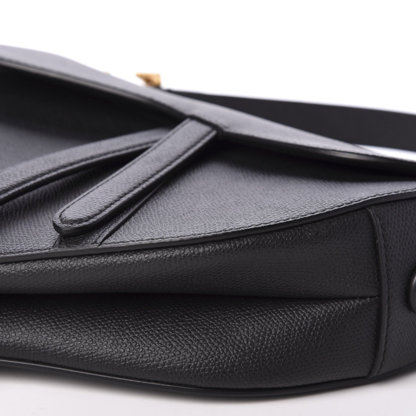 Grained Calfskin Saddle Bag Black