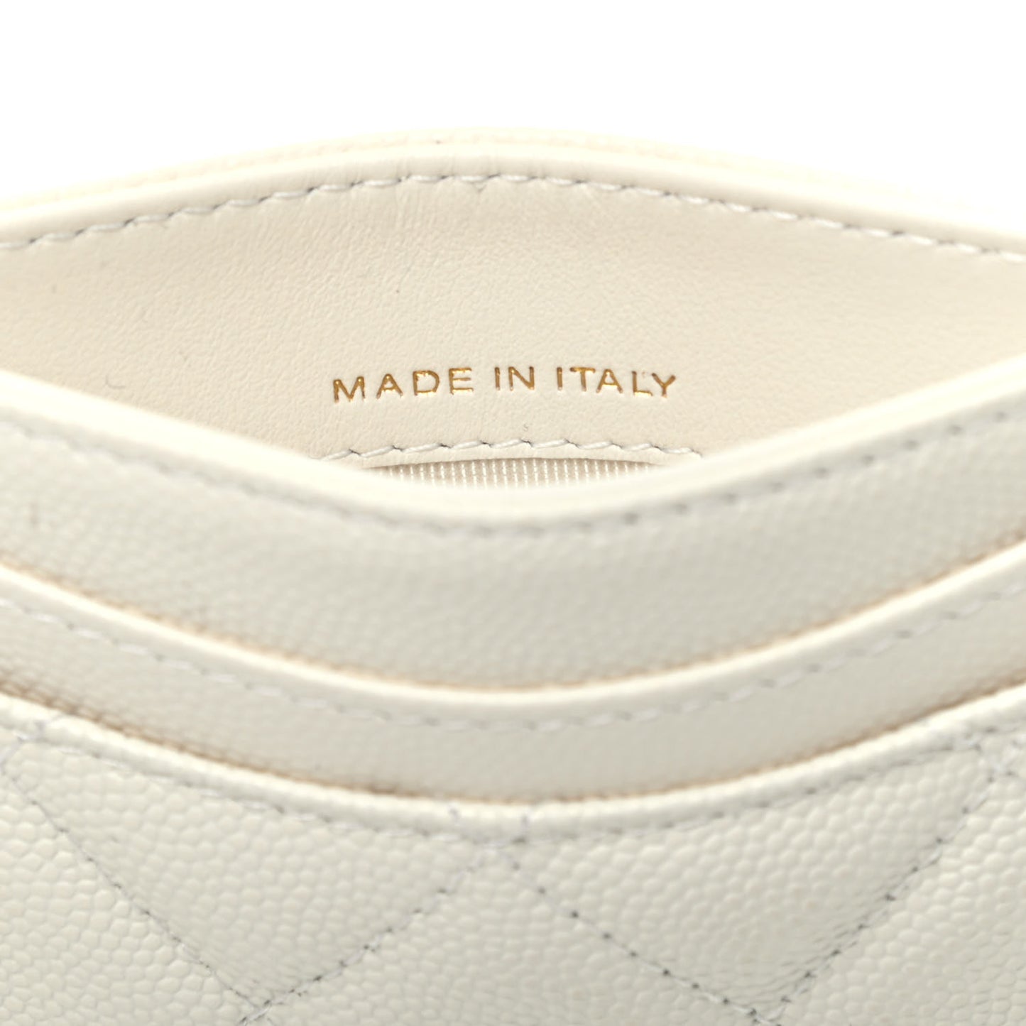 Caviar Quilted Card Holder White