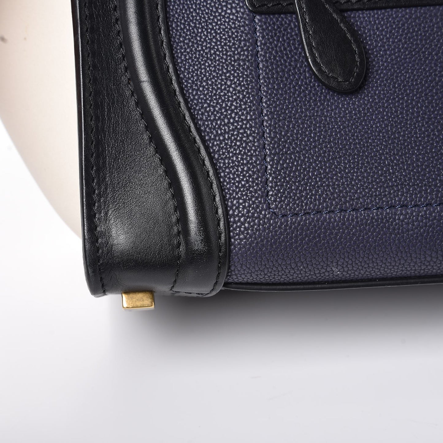 Textured Calfskin Micro Tri-Color Luggage Navy Blue