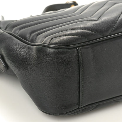 Gucci Calfskin Matelasse Medium GG Marmont Chain Shoulder Bag Black 8 of 14