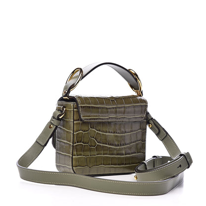 Chloe Calfskin Crocodile Embossed Mini C Double Carry Misty Forest 3 of 10