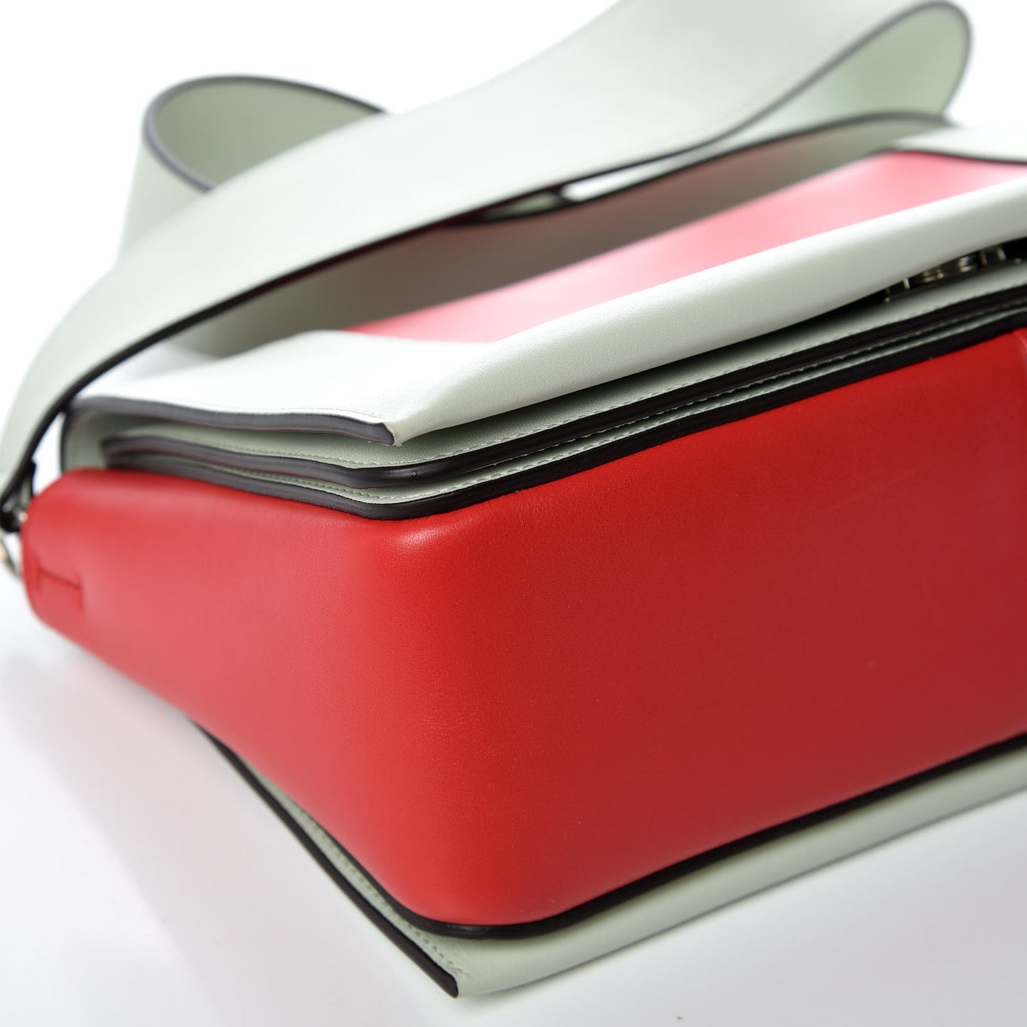 Shiny Smooth Calfskin Medium Frame Shoulder Bag Pastel Green Pop Red
