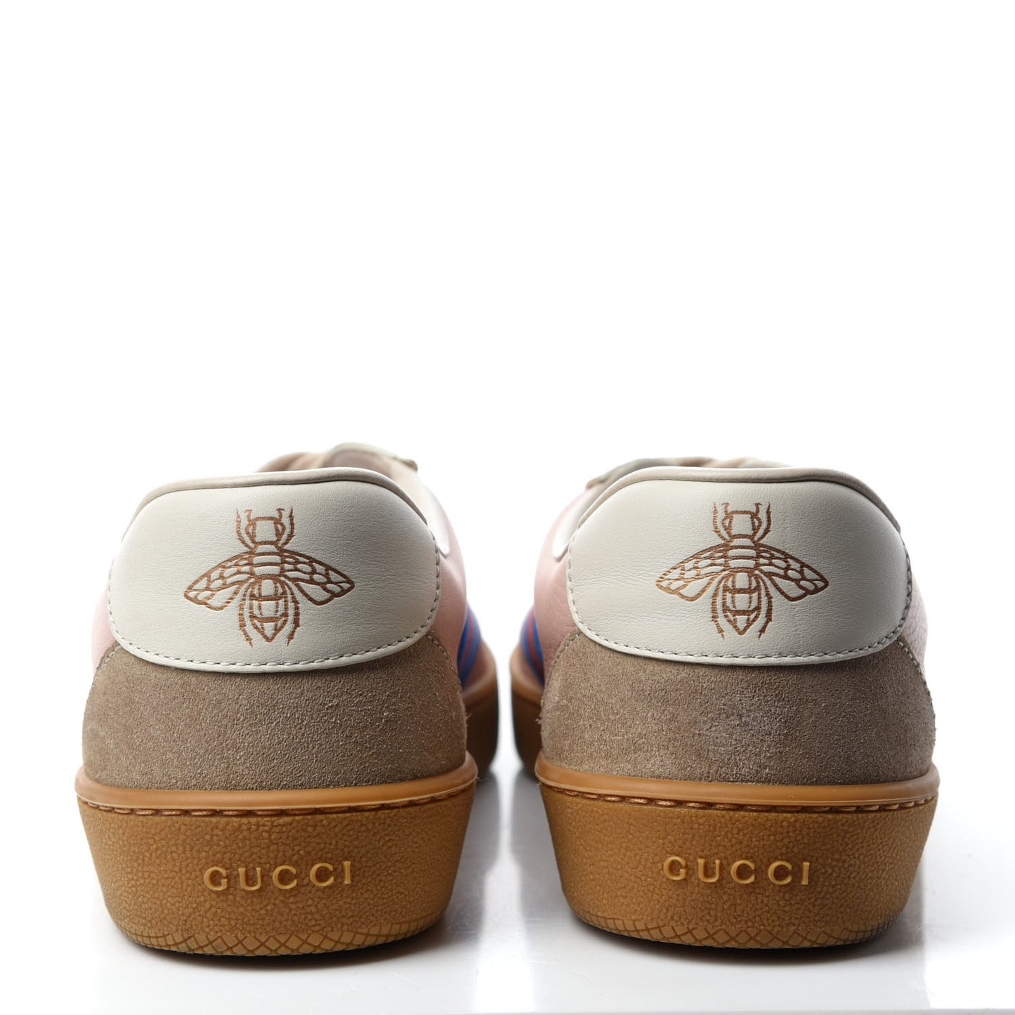 Calfskin Suede Web Womens G74 Sneakers 38.5 Oatmeal Soft Rose
