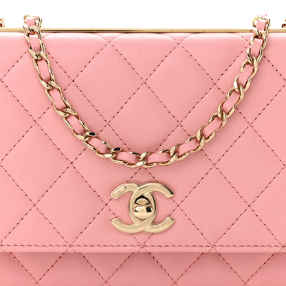 Chanel Lambskin Quilted Trendy CC Wallet On Chain WOC Pink 10 of 12