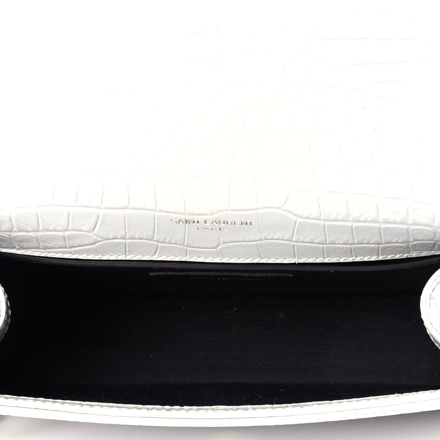 Saint Laurent Croc Calfskin Embossed Small Classic Monogram Kate Tassel Satchel Mouse Grey 5 of 8