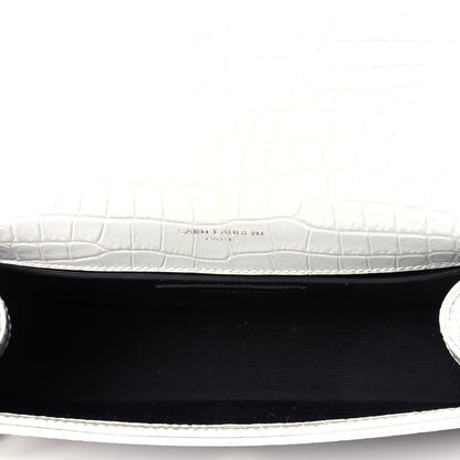 Saint Laurent Croc Calfskin Embossed Small Classic Monogram Kate Tassel Satchel Mouse Grey 5 of 8
