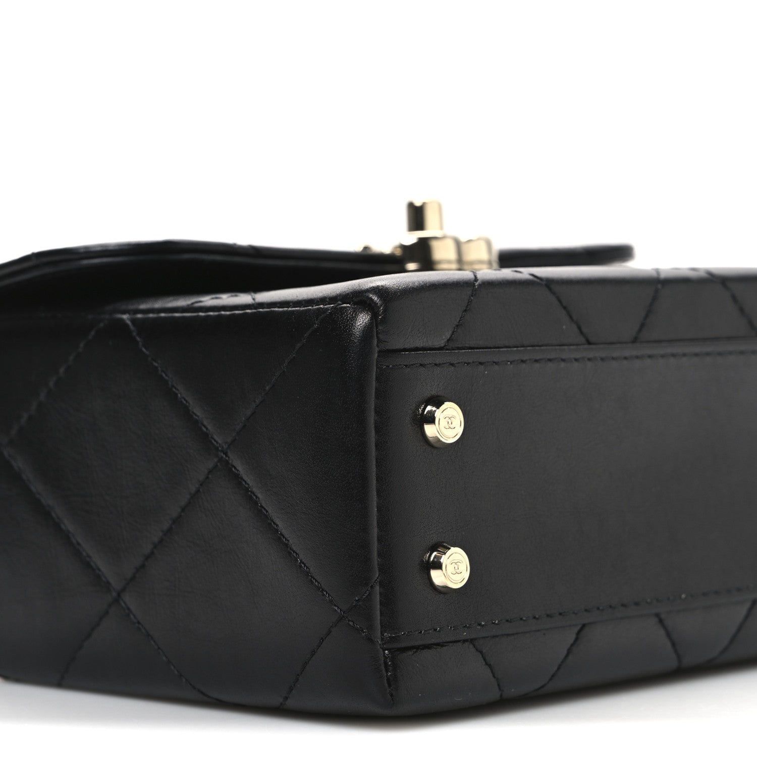 Chanel Shiny Calfskin Quilted CC Handle Vanity Flap Bag Black 9 of 10