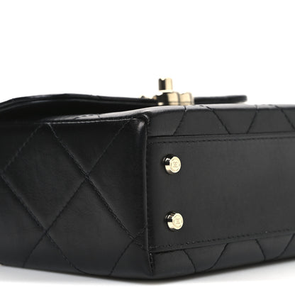 Chanel Shiny Calfskin Quilted CC Handle Vanity Flap Bag Black 9 of 10