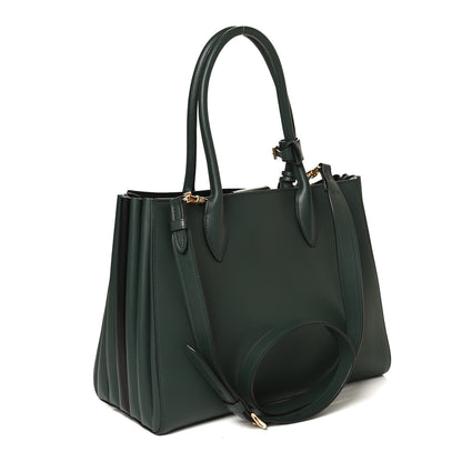 Prada City Calfskin Medium Colorblock Bibliothèque Tote Green Black 3 of 11