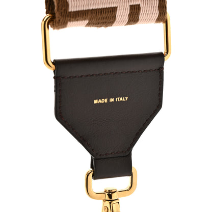 Fendi Ribbon Vitello Century FF 1974 Embroidered Adjustable Strap You Rosa Confetto Chocolate 5 of 5