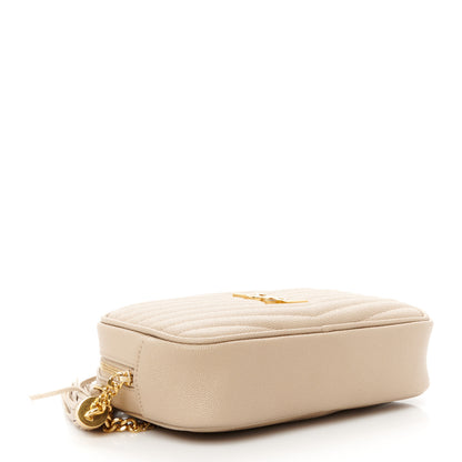 Saint Laurent Grain De Poudre Matelasse Monogram Mini Lou Camera Bag Dark Beige 4 of 10