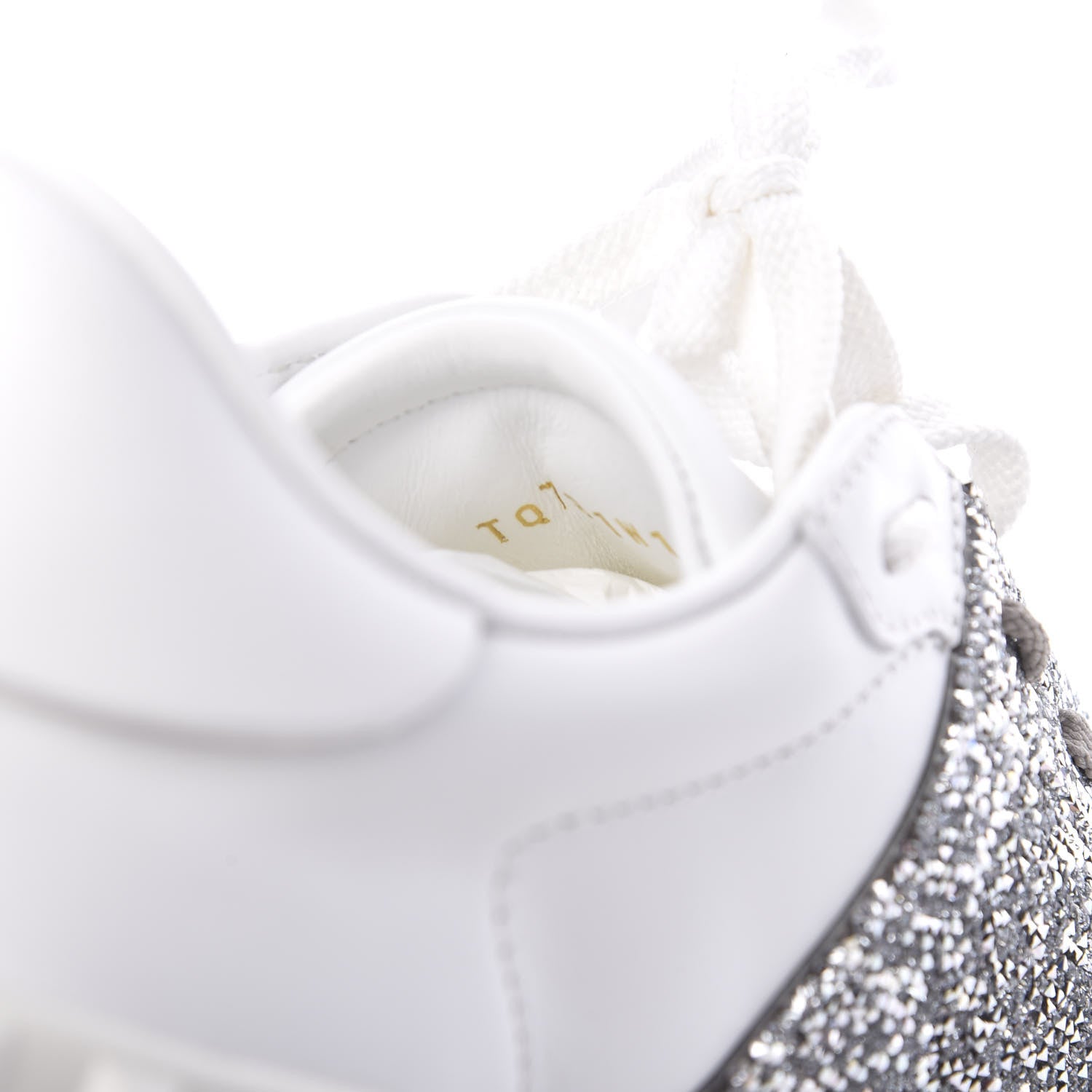 Valentino Garavani Calfskin Glitter Rockstud Open Sneakers 37.5 White Silver 8 of 9