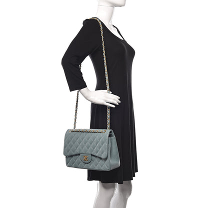 Chanel Iridescent Caviar Quilted Jumbo Double Flap Light Blue 2 of 11
