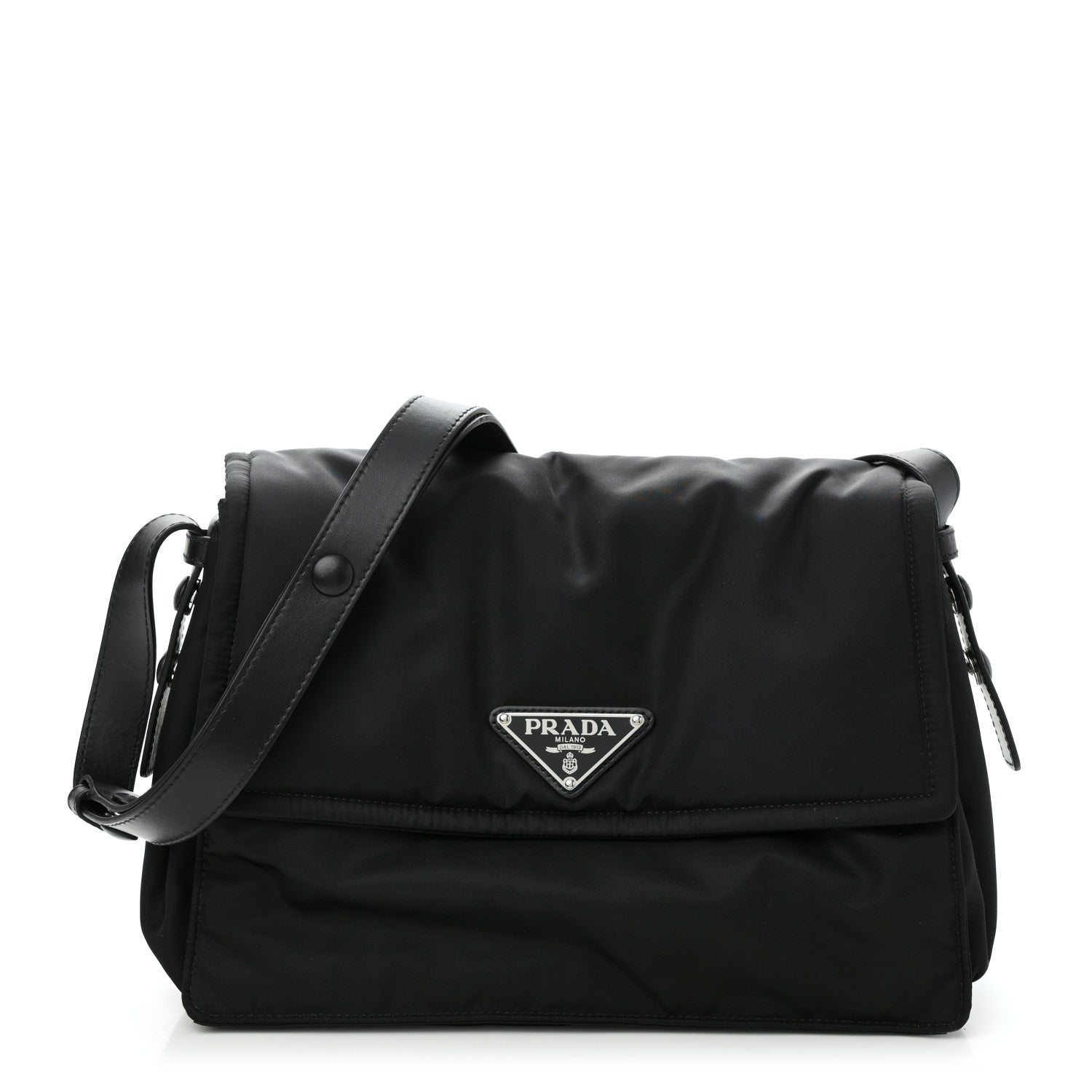 Prada Re-Nylon Vitello Padded Large Flap Shoulder Bag Black 1 of 9